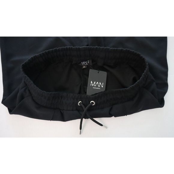 boohooMAN BMM12776 Men Sz XL Black Muscle Fit 1/4 Zip Polo & Joggers 2 Pc ￼Set - Picture 14 of 16